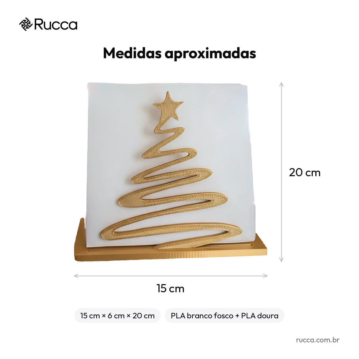 Placa de Natal Árvore Dourada em Espiral — Rucca 3D