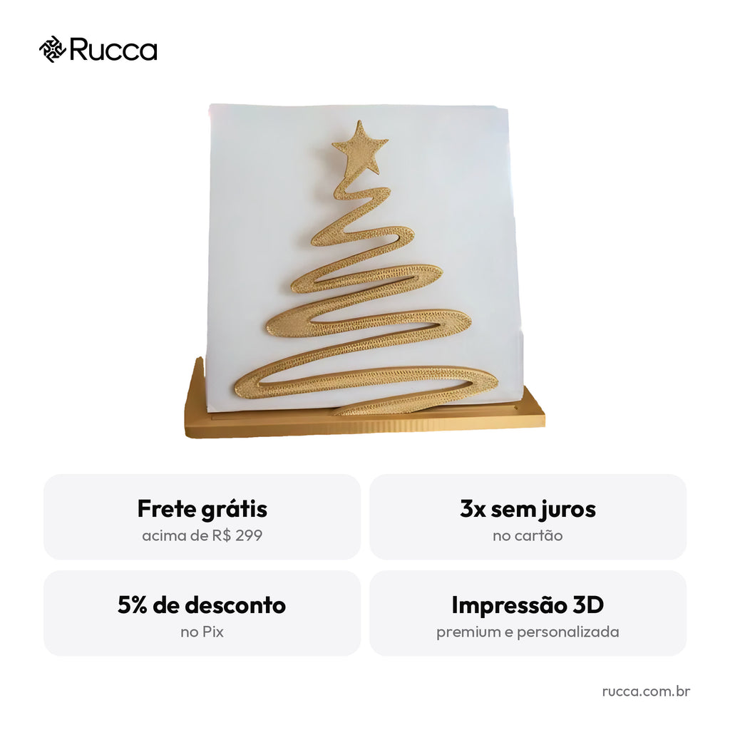 Placa de Natal Árvore Dourada em Espiral — Rucca 3D