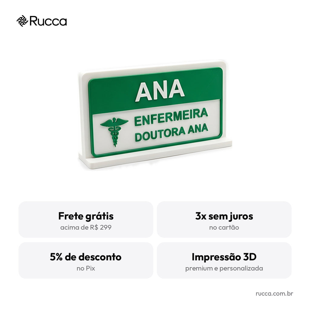 Placa de Profissão Personalizada com Nome — Rucca 3D