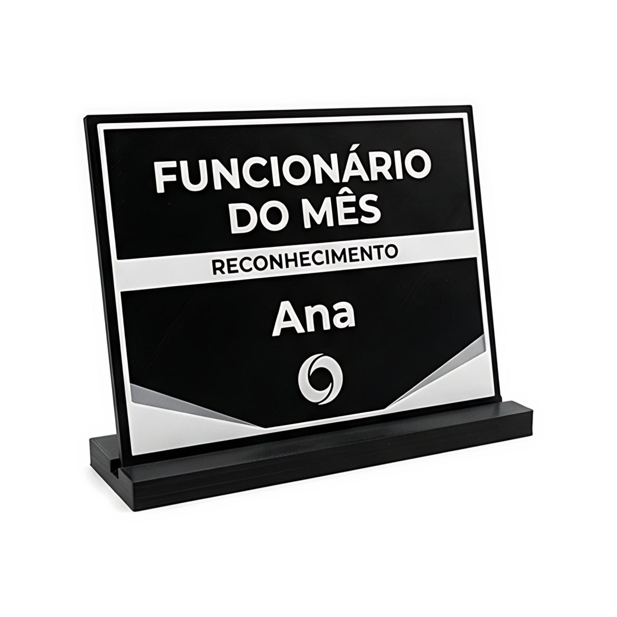 Placa de Reconhecimento Funcionário do Mês com Logo — Rucca 3D