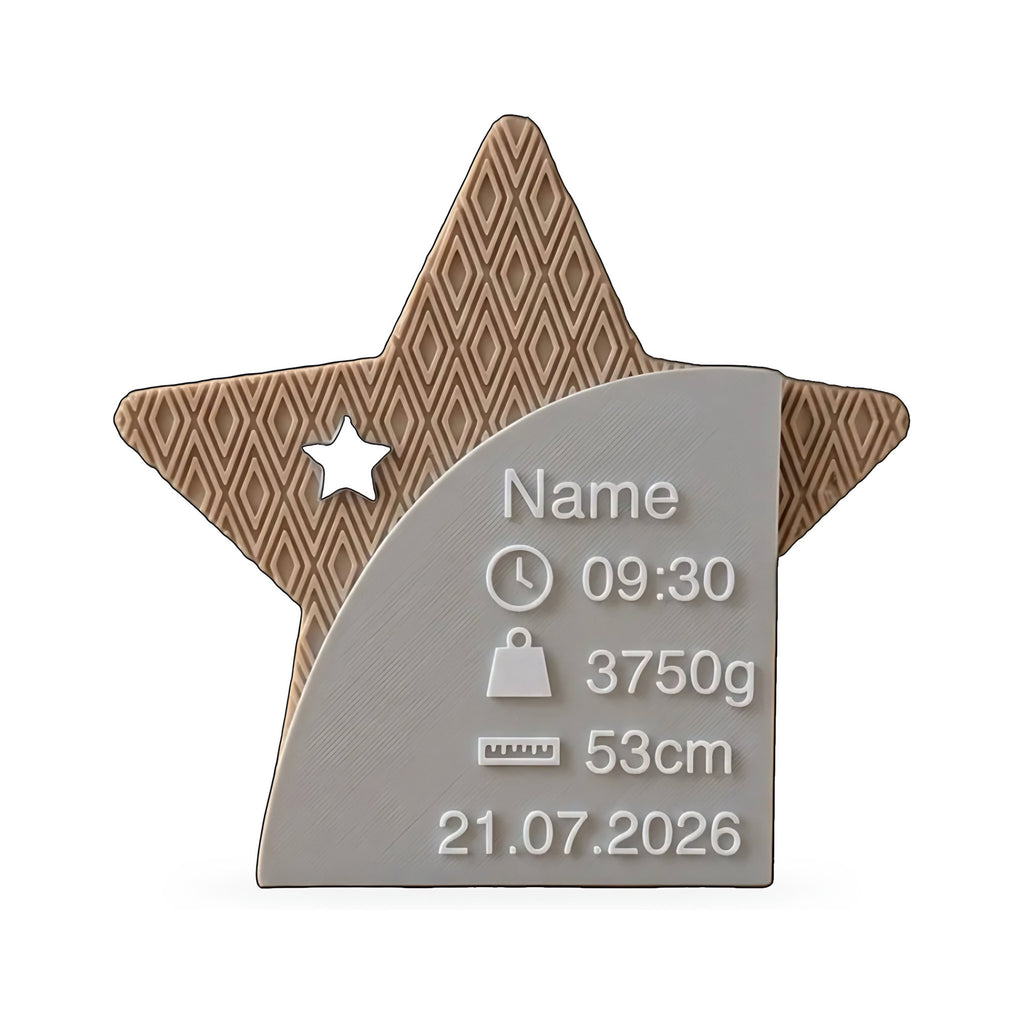 Plaquinha de Nascimento Estrela — Rucca 3D