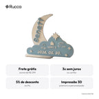 Plaquinha de Nascimento Lua e Nuvem Azul — Rucca 3D