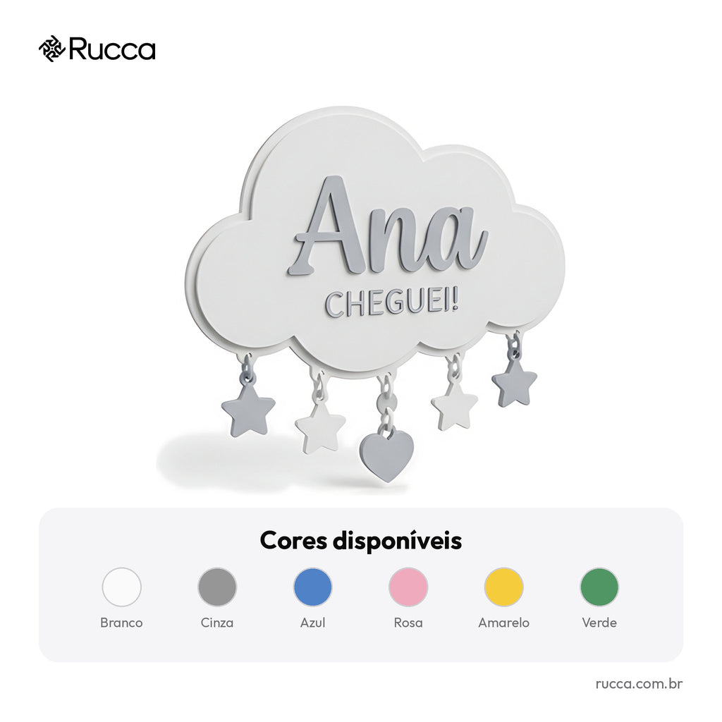 Plaquinha de nascimento Nuvem — Rucca 3D