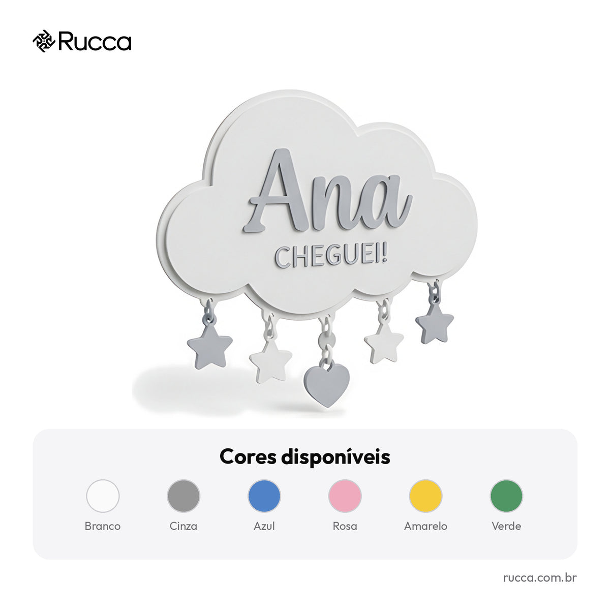 Plaquinha de nascimento Nuvem — Rucca 3D