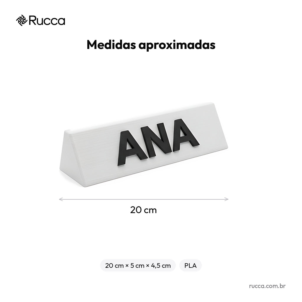 Plaquinha de nome de mesa — Rucca 3D