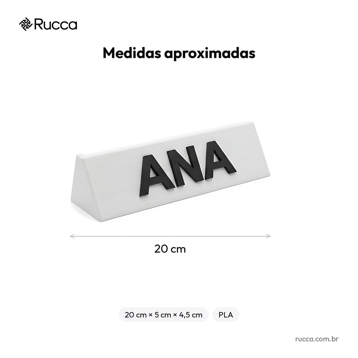 Plaquinha de nome de mesa — Rucca 3D
