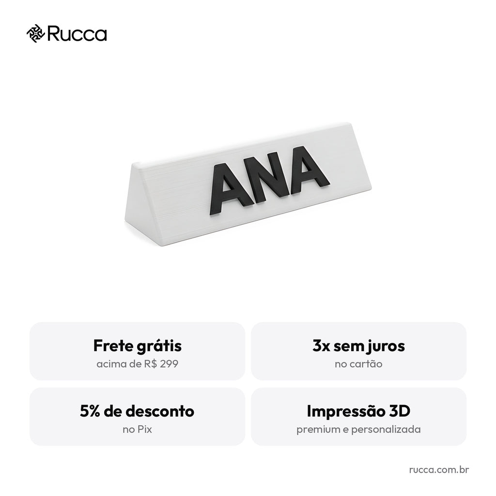 Plaquinha de nome de mesa — Rucca 3D