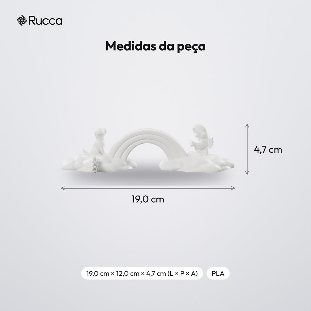 Ponte do Arco-Íris Memorial com Cachorro e Anjo: medidas