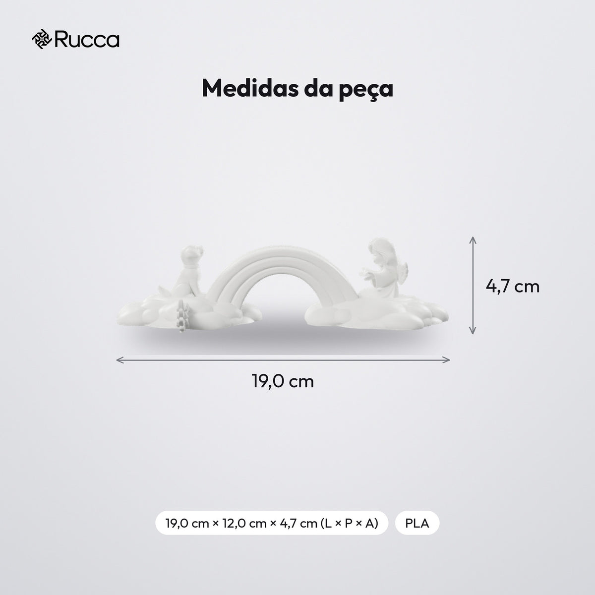 Ponte do Arco-Íris Memorial com Cachorro e Anjo: medidas