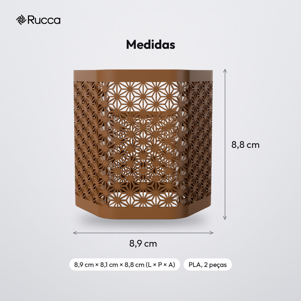 Porta-Canetas Asanoha Estilo Kumiko: medidas