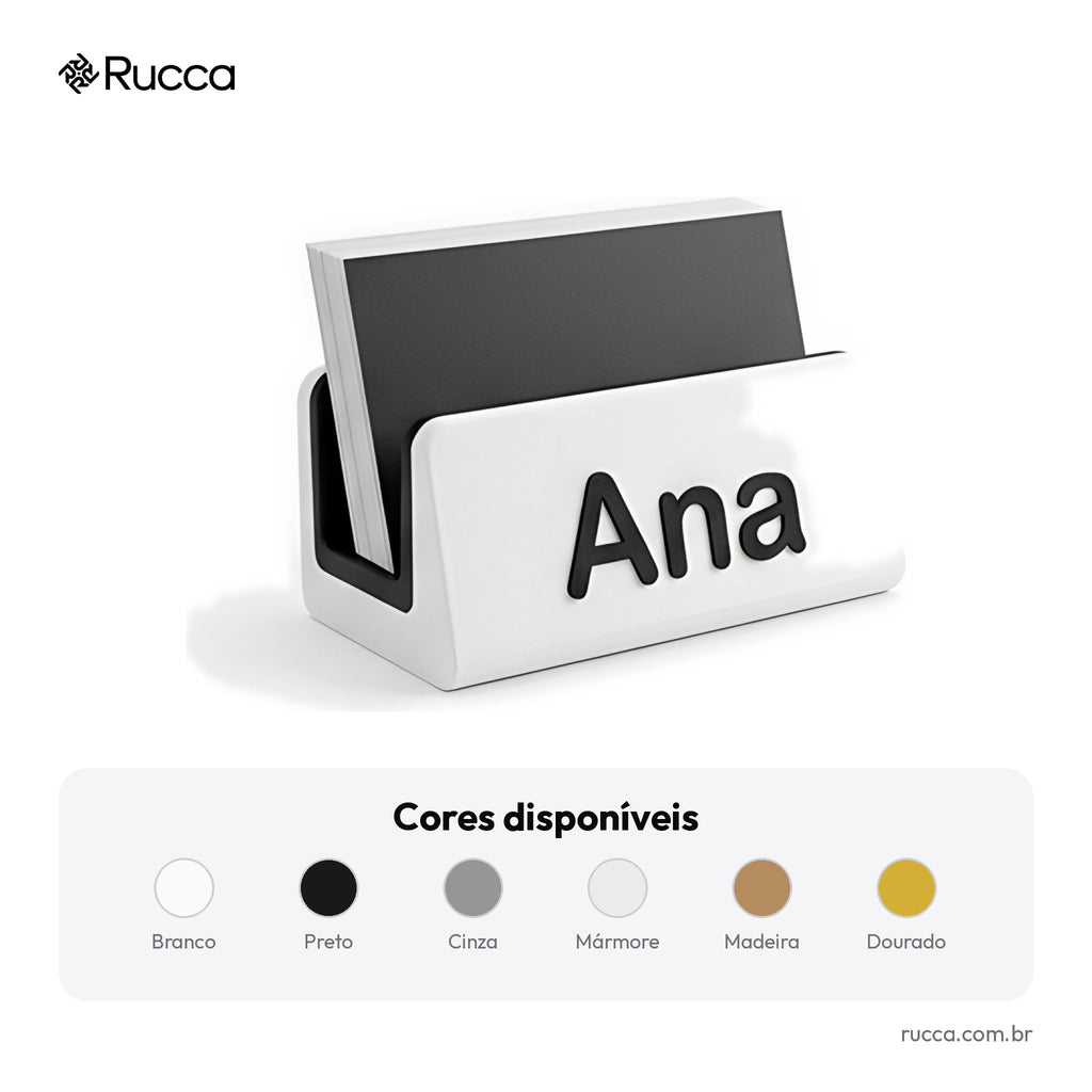 Porta-Cartões de Visita de Mesa com Logo — Rucca 3D