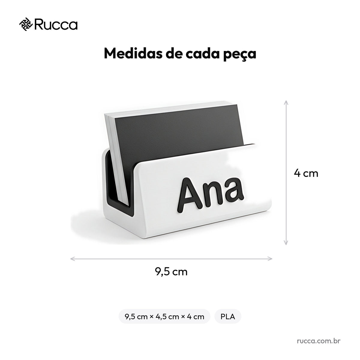 Porta-Cartões de Visita de Mesa com Logo — Rucca 3D