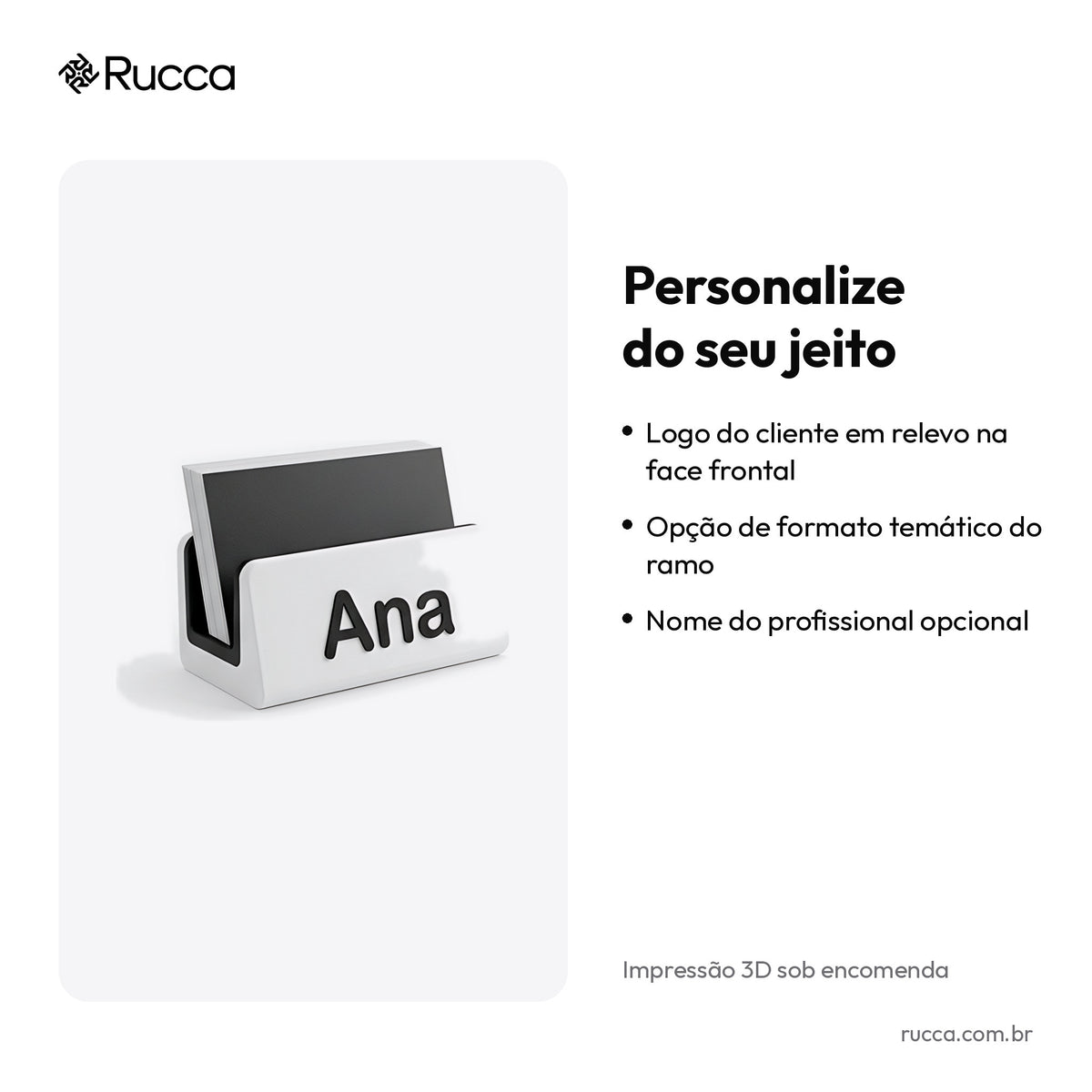 Porta-Cartões de Visita de Mesa com Logo — Rucca 3D