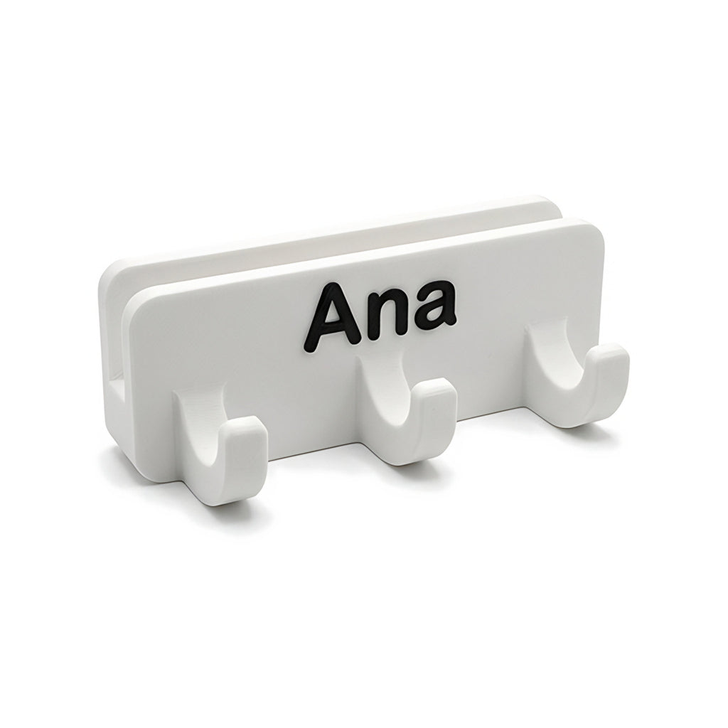 Porta-coleira e guia de parede com nome — Rucca 3D