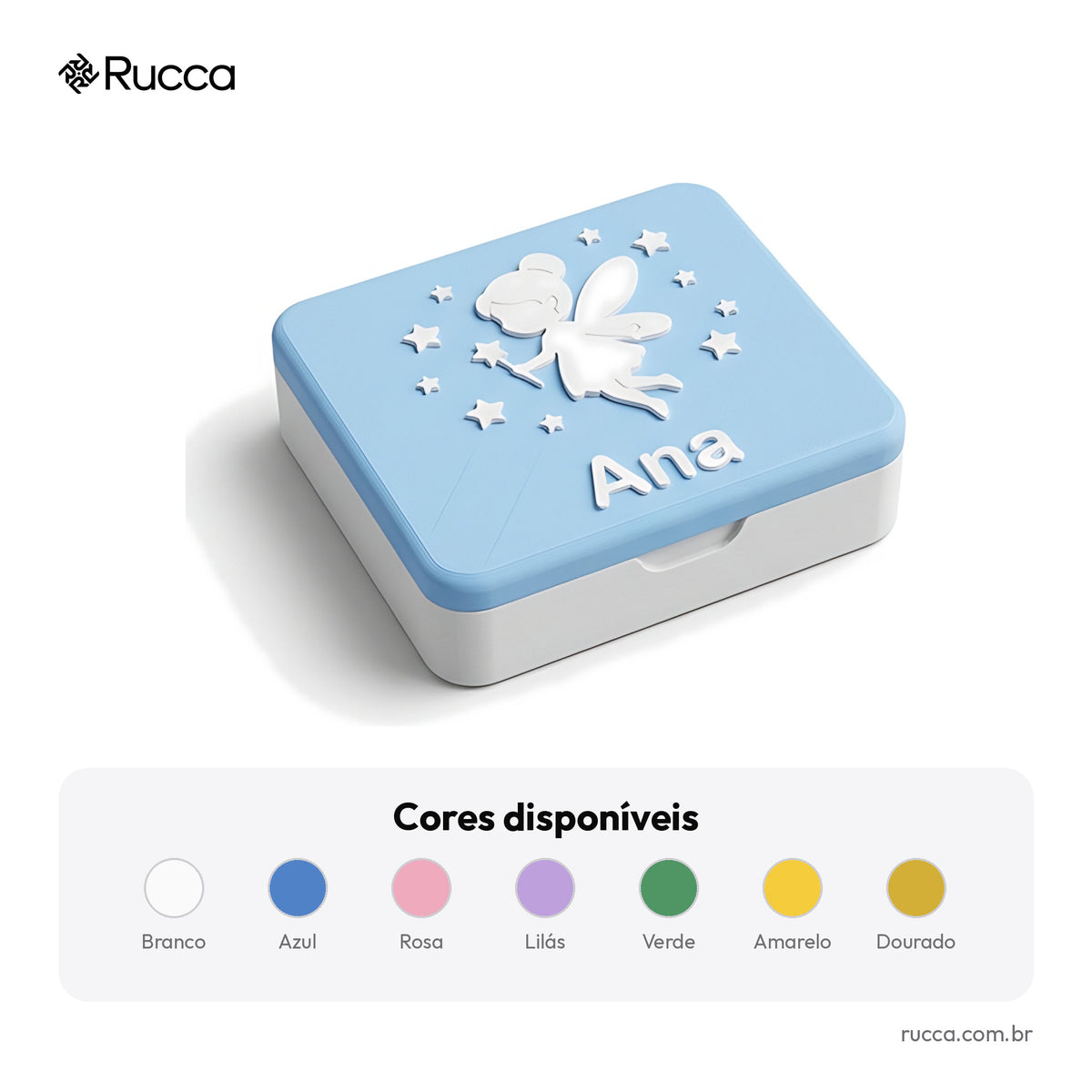Porta dente de leite Fada do Dente com nome — Rucca 3D