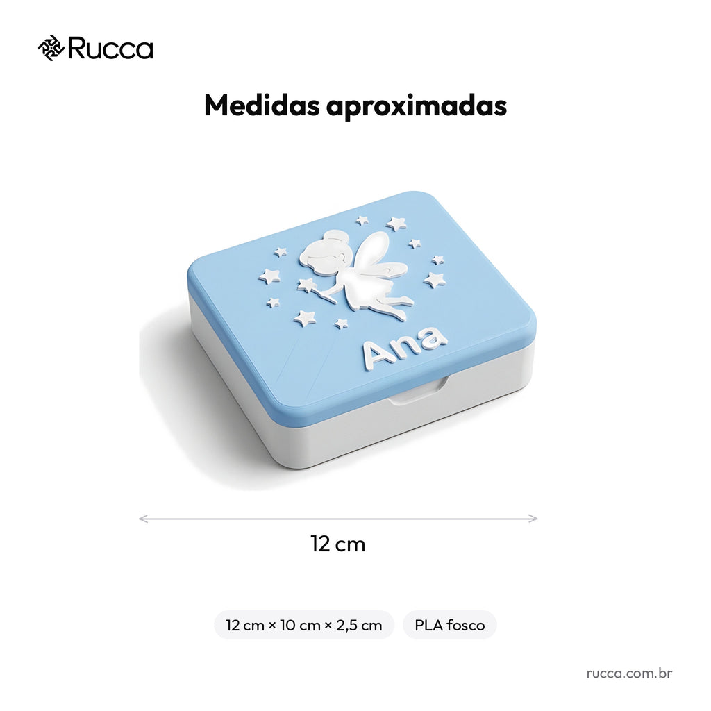Porta dente de leite Fada do Dente com nome — Rucca 3D