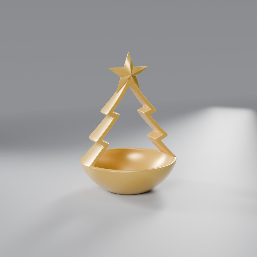 Porta-Doces Árvore de Natal com Estrela 20 cm, Dourado