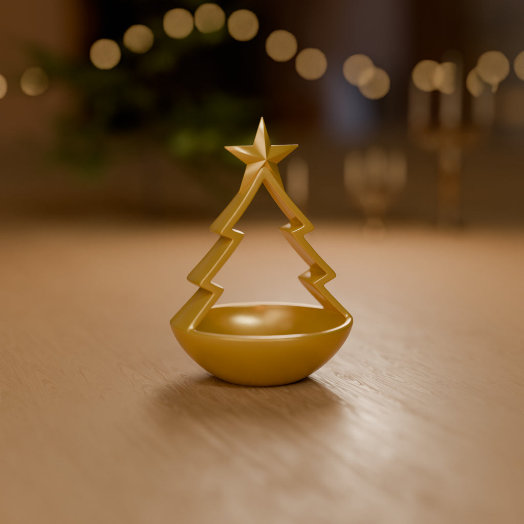 Porta-Doces Árvore de Natal com Estrela 20 cm decorando o ambiente