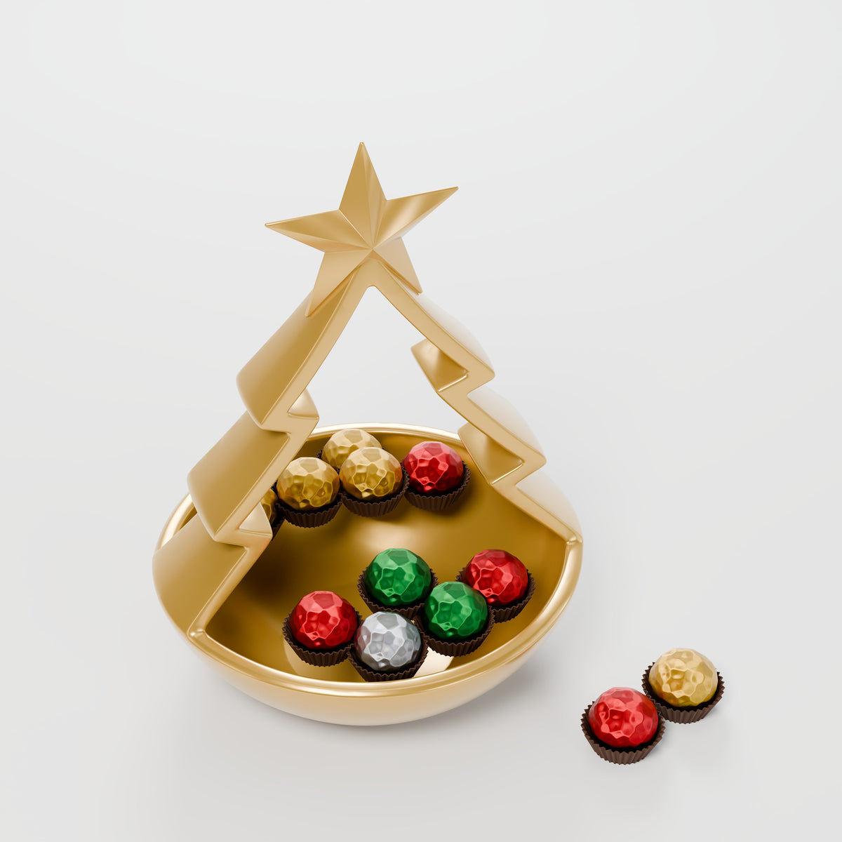 Porta-Doces Árvore de Natal com Estrela 20 cm, detalhe do acabamento