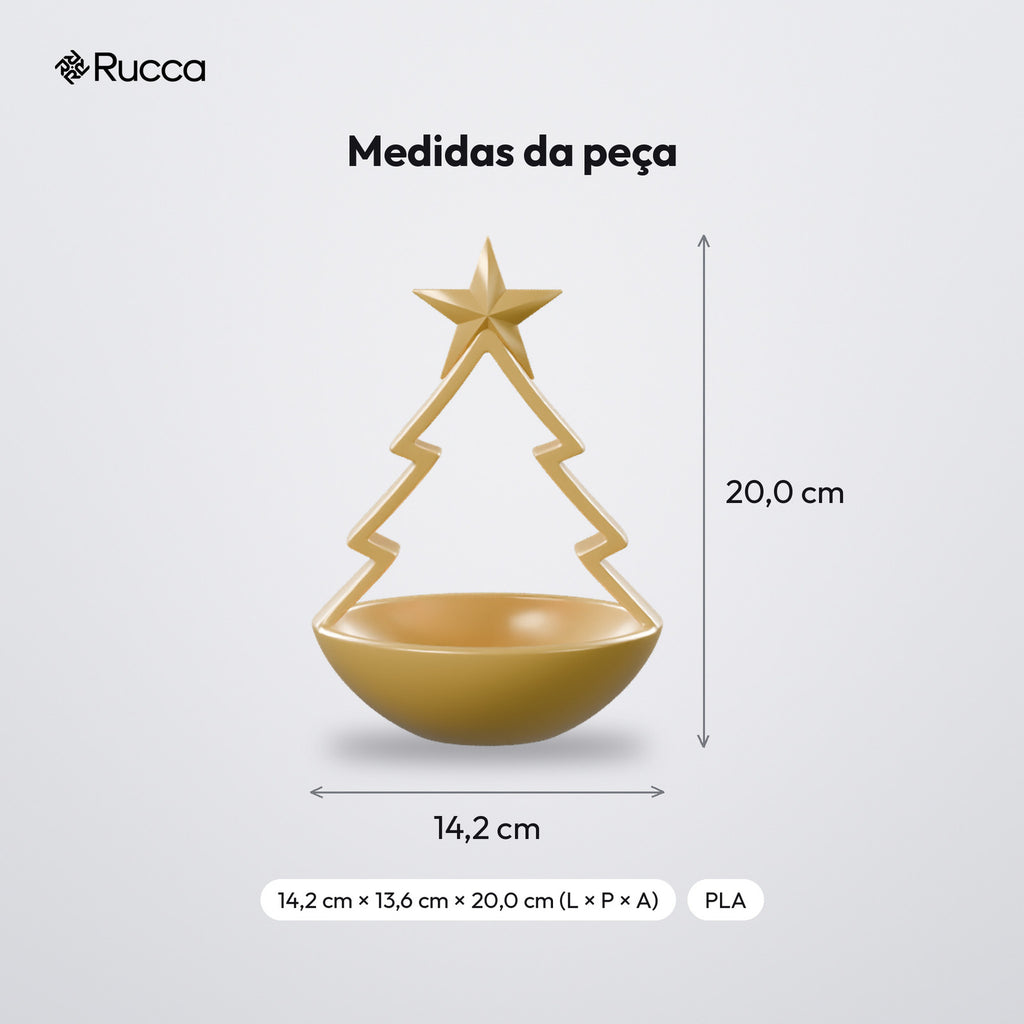 Porta-Doces Árvore de Natal com Estrela 20 cm: medidas
