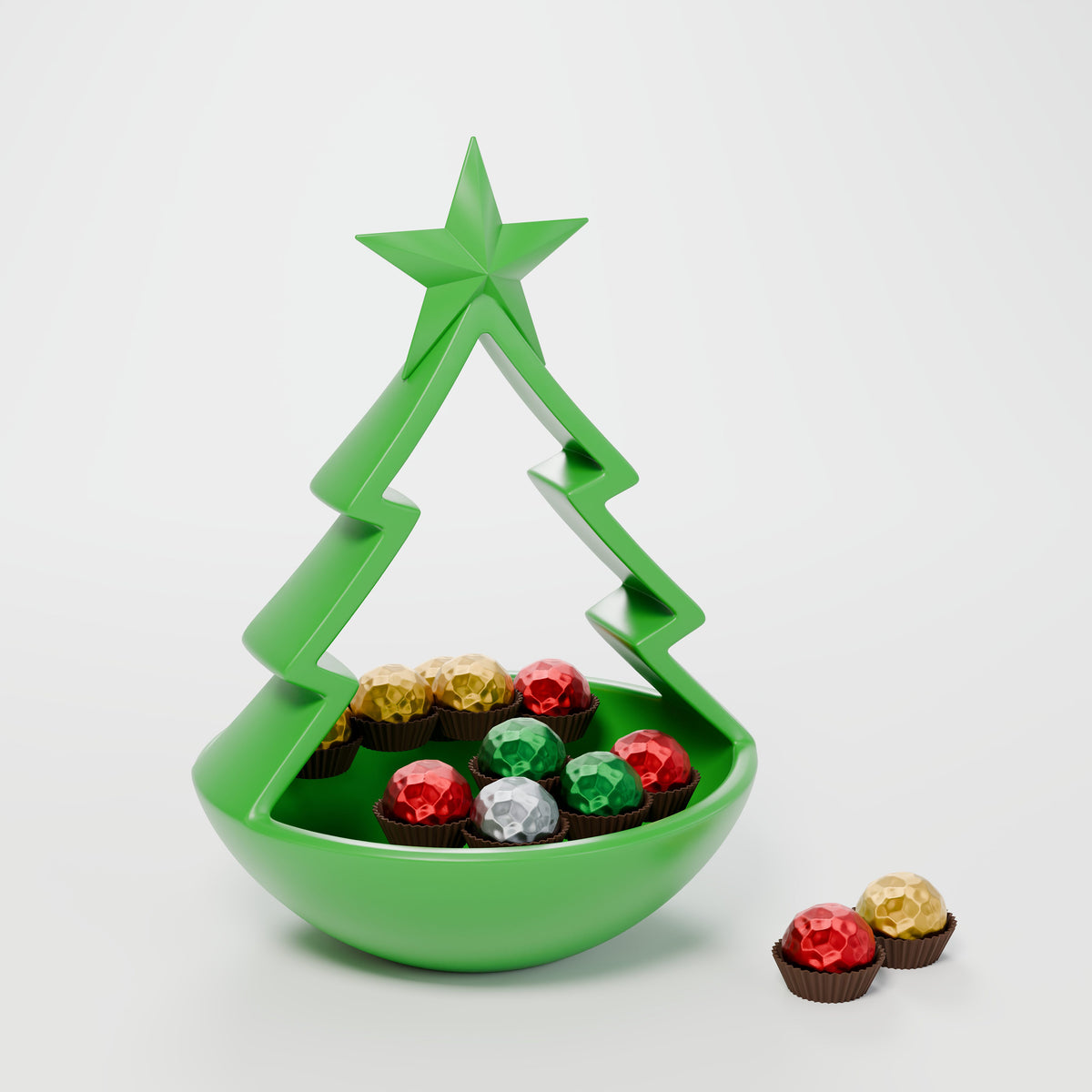 Porta-Doces Árvore de Natal com Estrela 20 cm, Verde Grama