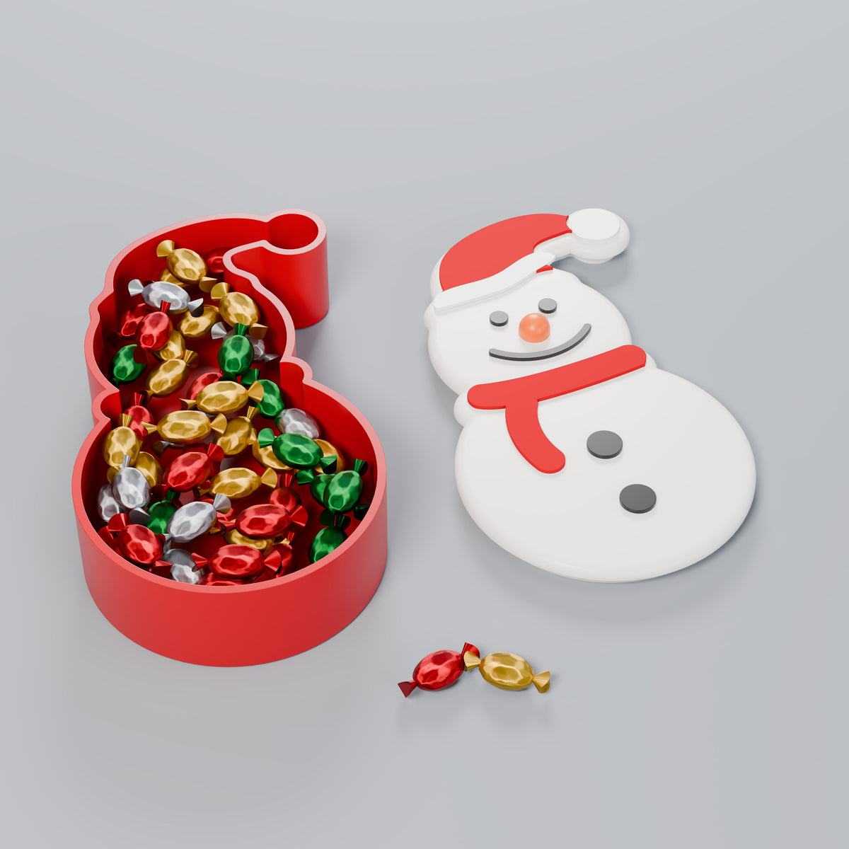 Porta-Doces Boneco de Neve com Tampa, detalhe do acabamento