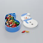 Porta-Doces Boneco de Neve com Tampa, Gorro, cachecol e caixa Azul Perolado