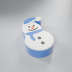Porta-Doces Boneco de Neve com Tampa, Gorro, cachecol e caixa Azul Perolado