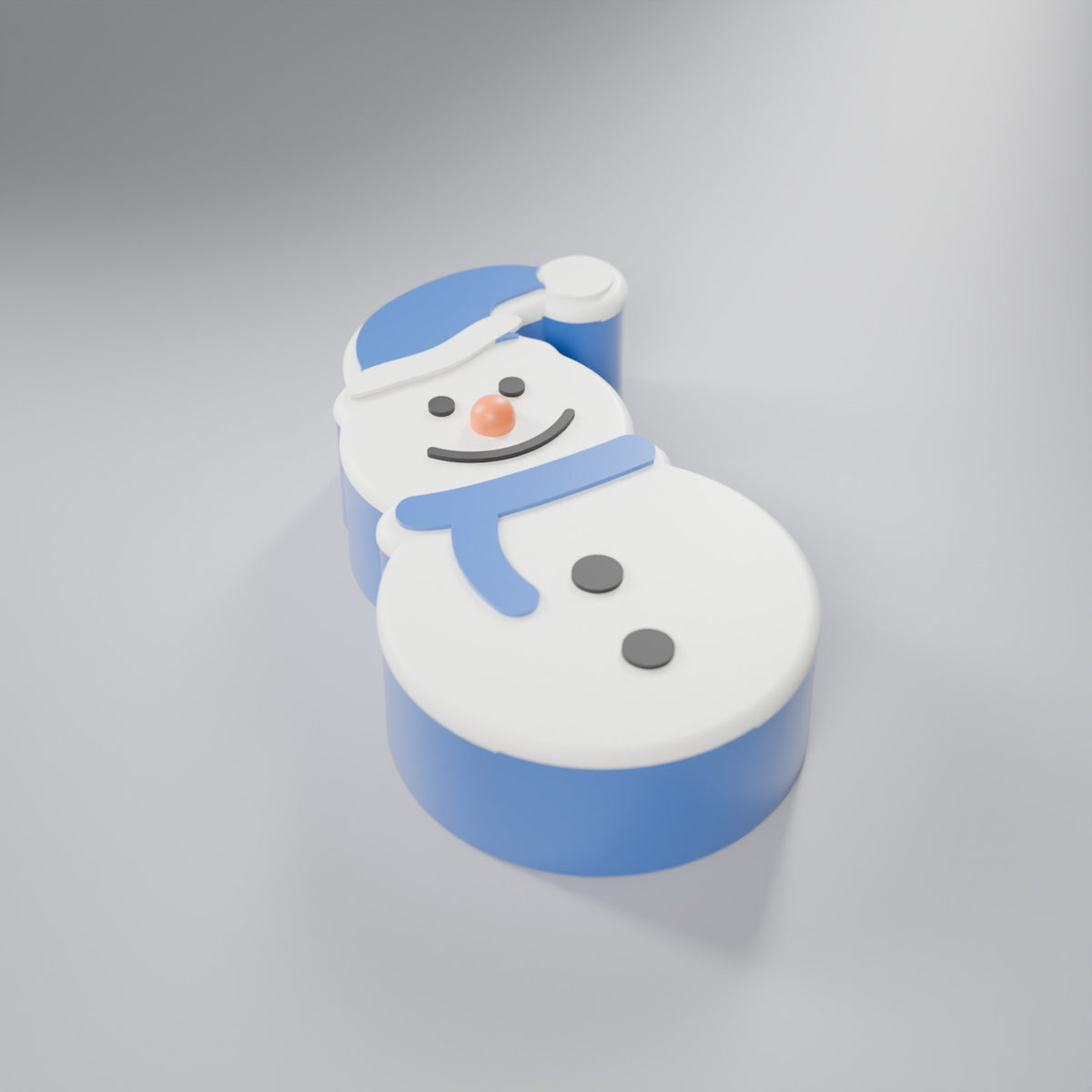 Porta-Doces Boneco de Neve com Tampa, Gorro, cachecol e caixa Azul Perolado