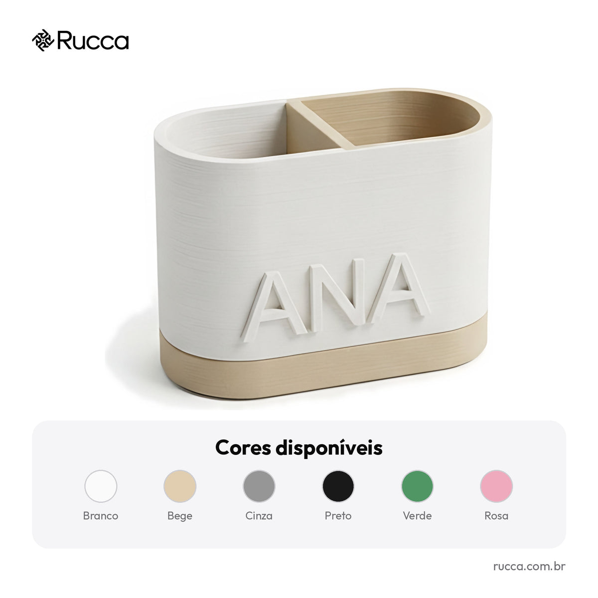 Porta-Escovas de Dente com Divisória — Rucca 3D