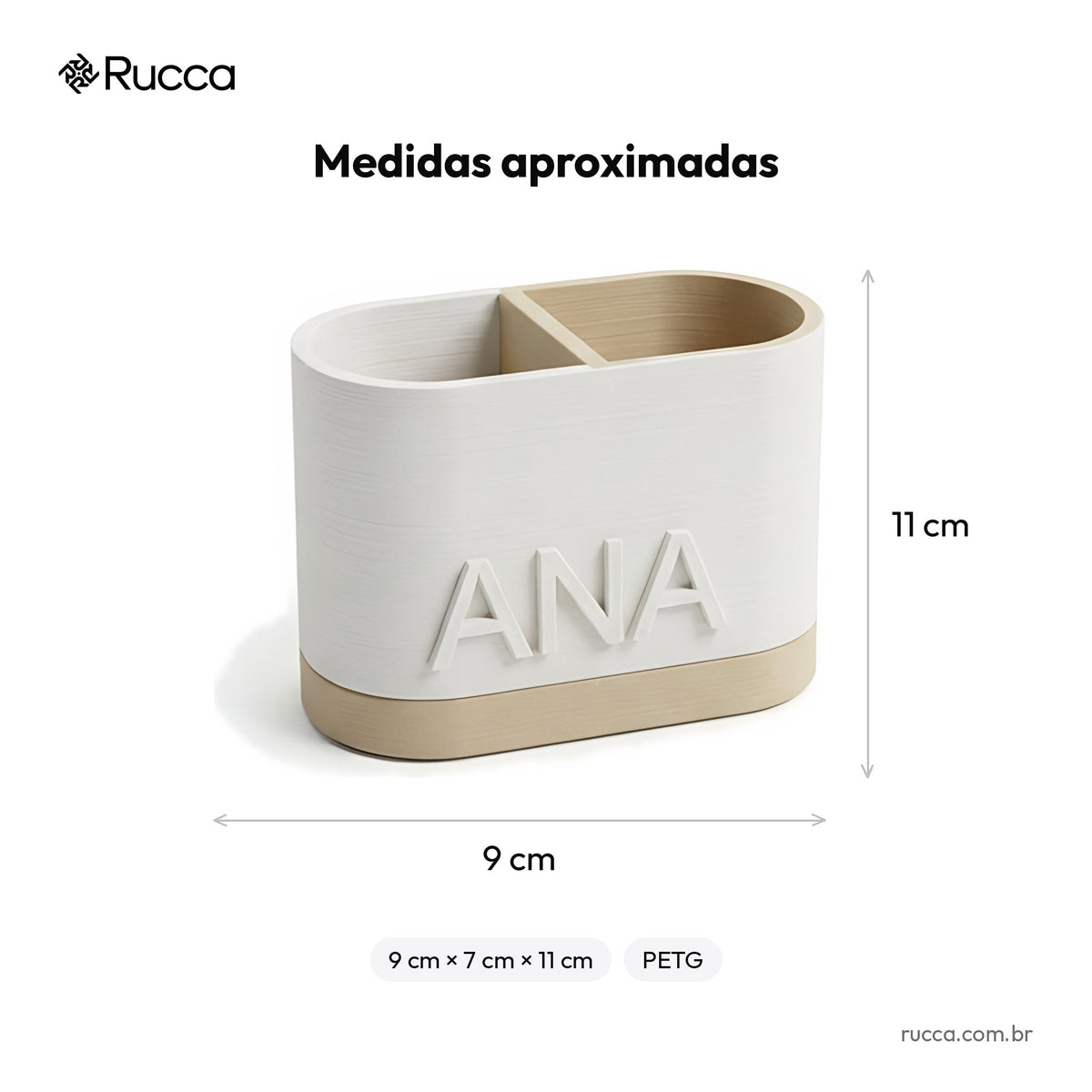 Porta-Escovas de Dente com Divisória — Rucca 3D