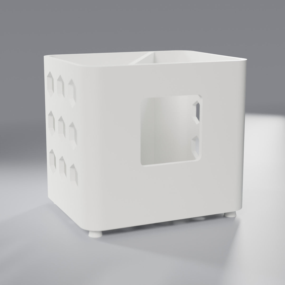Porta-Escovas de Dente com Divisória e Pezinhos, Branco