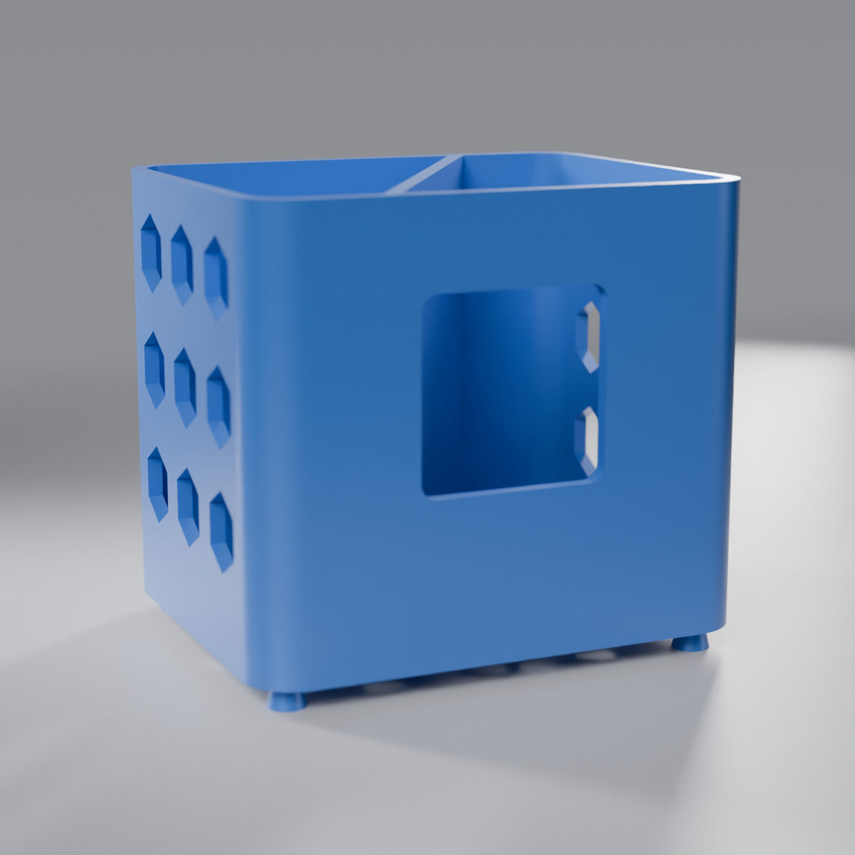 Porta-Escovas de Dente com Divisória e Pezinhos, Azul Perolado