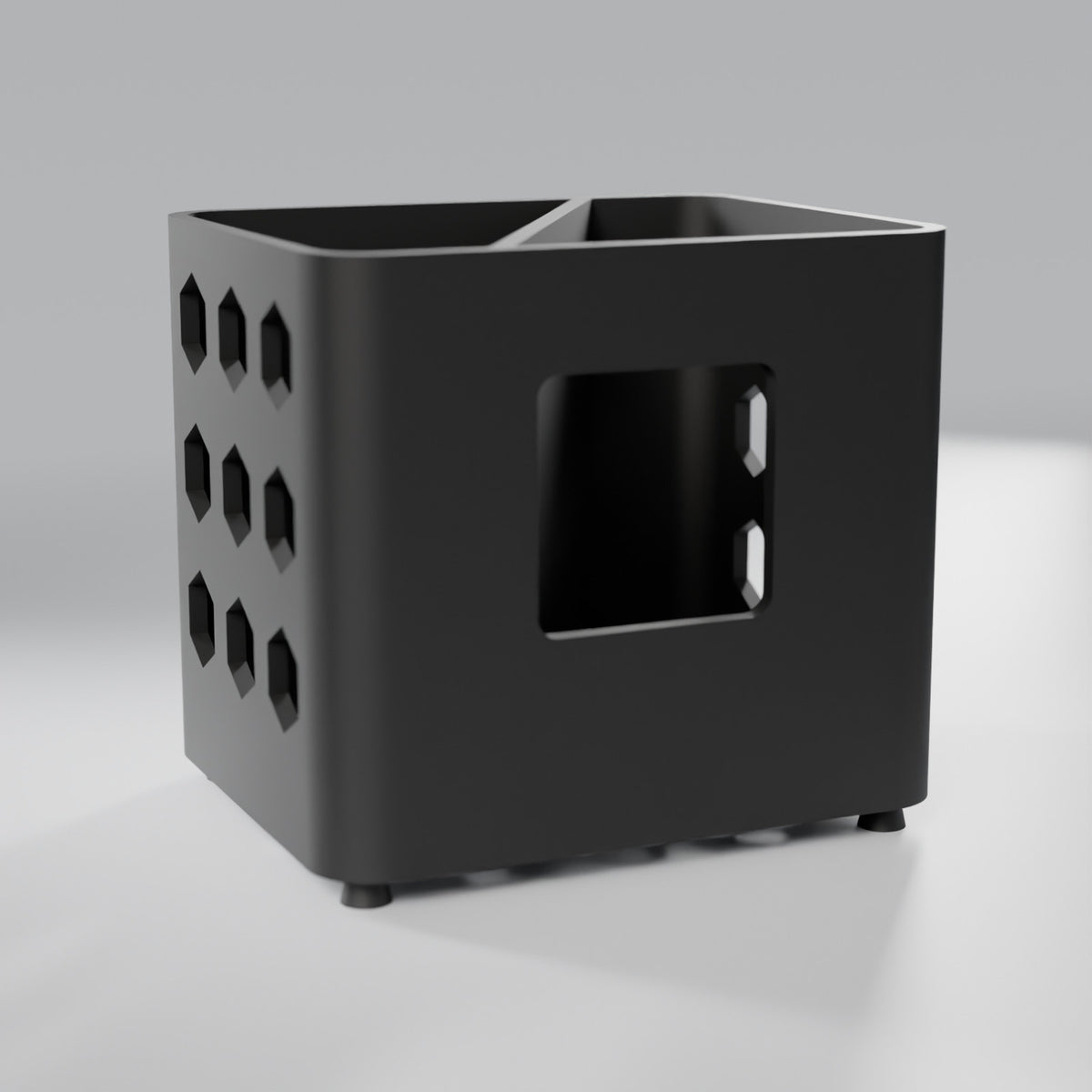 Porta-Escovas de Dente com Divisória e Pezinhos, Preto