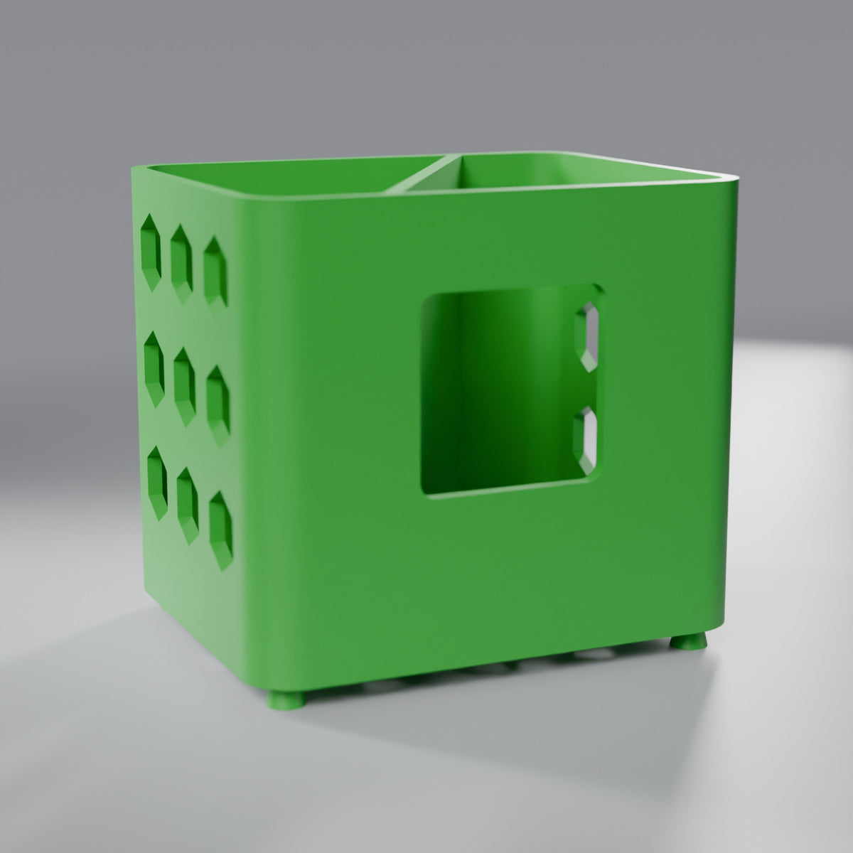 Porta-Escovas de Dente com Divisória e Pezinhos, Verde Grama