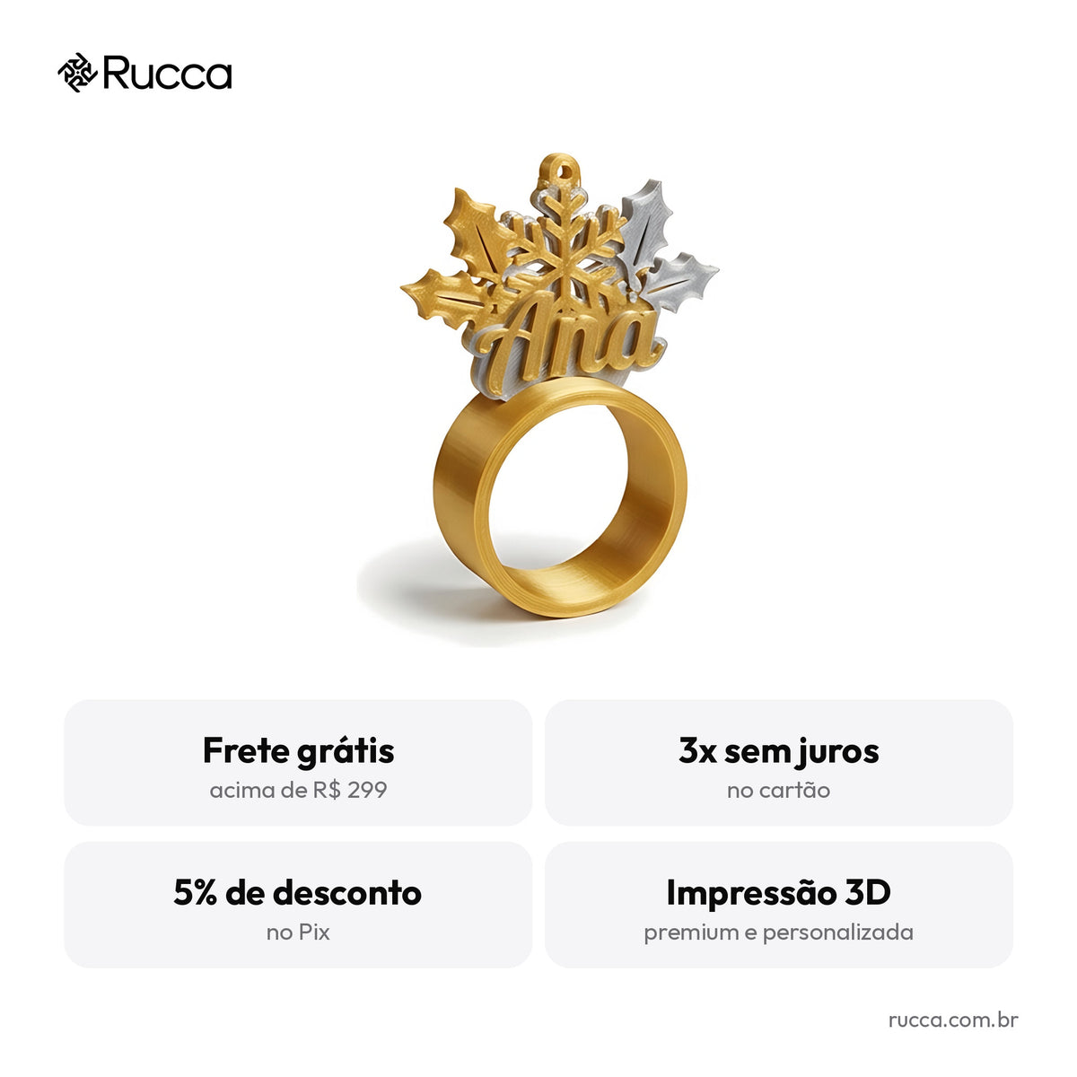 Porta-Guardanapo Natalino (Kit 6) — Rucca 3D