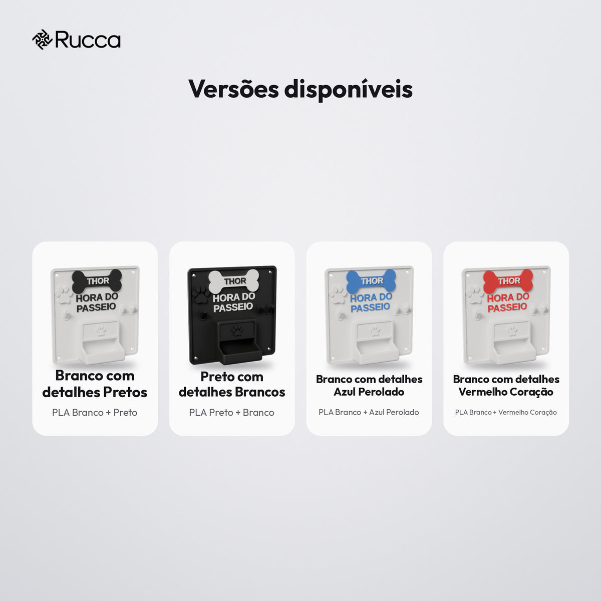 Porta-Guia e Coleira de Parede com Nome do Pet: versões disponíveis