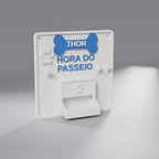 Porta-Guia e Coleira de Parede com Nome do Pet, Branco com detalhes Azul Perolado