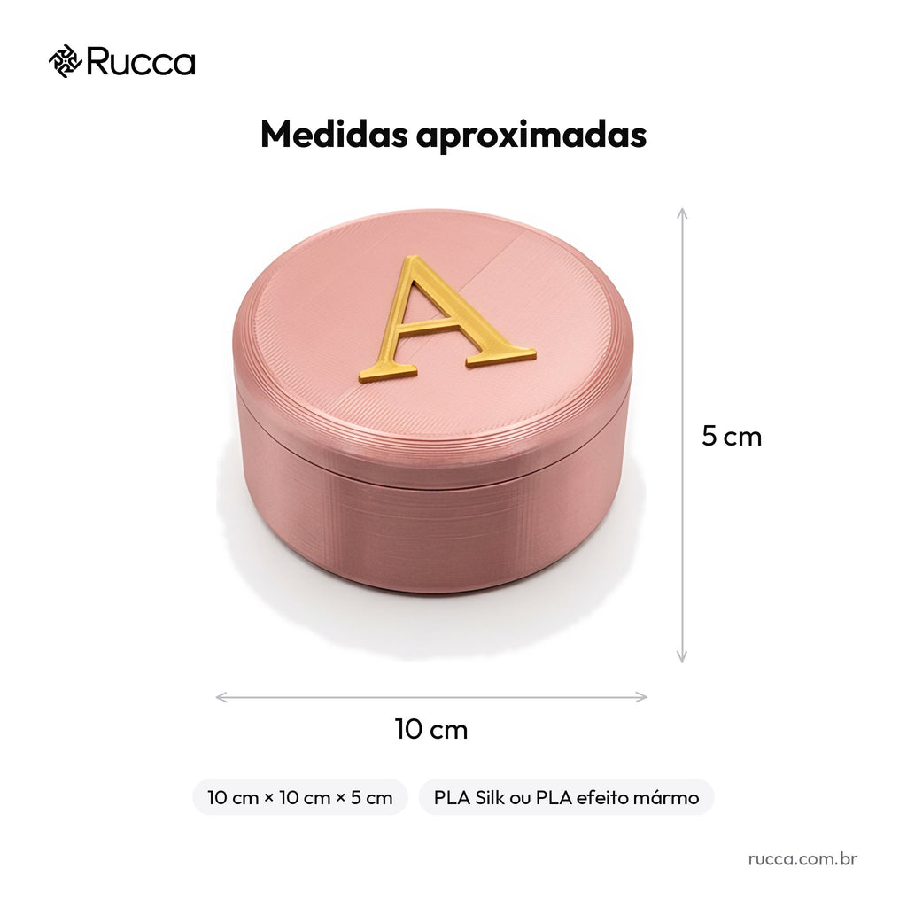 Porta-Joias Personalizado com Nome ou Inicial — Rucca 3D