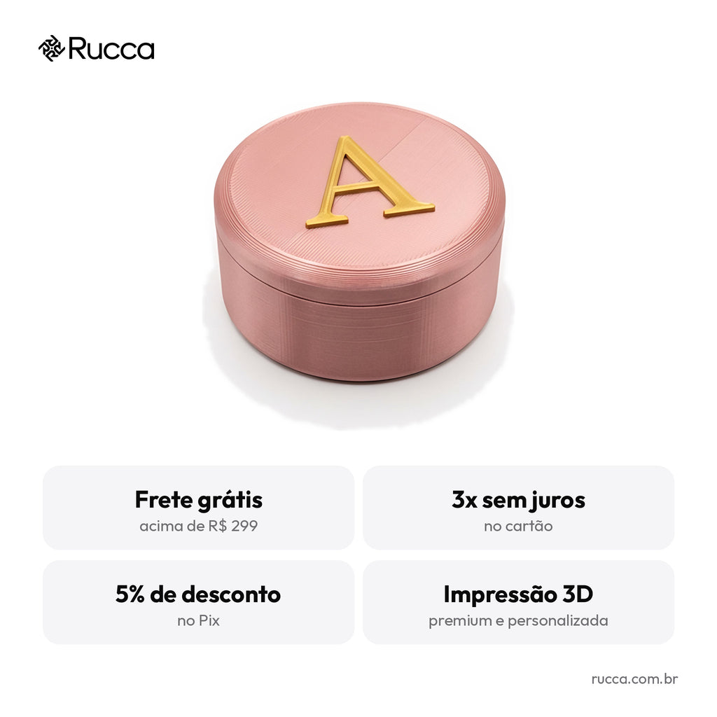 Porta-Joias Personalizado com Nome ou Inicial — Rucca 3D