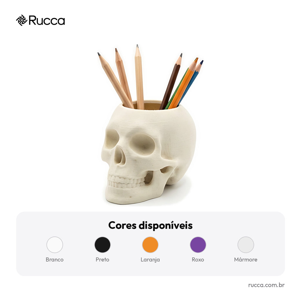 Porta-Lápis Caveira — Rucca 3D