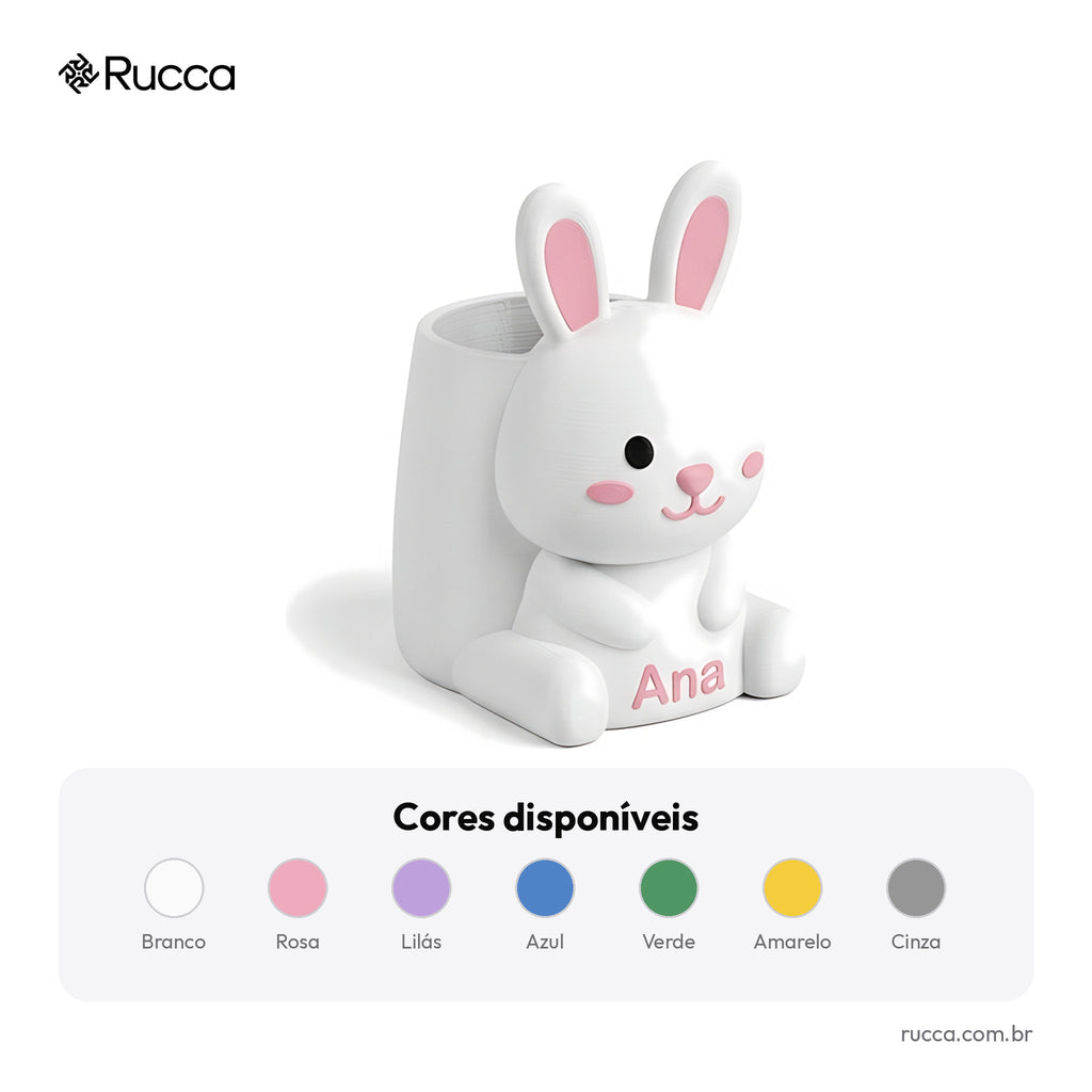 Porta-lápis infantil de bichinho com nome — Rucca 3D