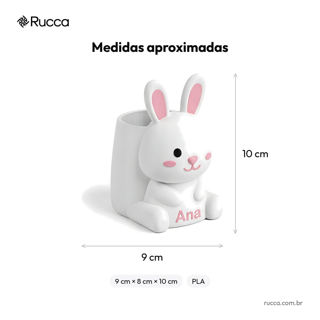 Porta-lápis infantil de bichinho com nome — Rucca 3D