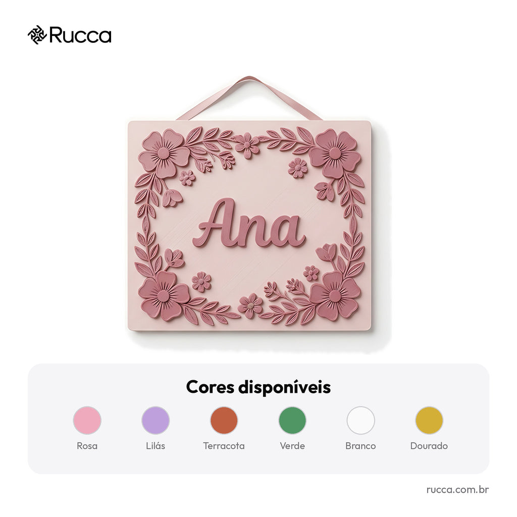 Porta-maternidade Jardim Floral com nome — Rucca 3D