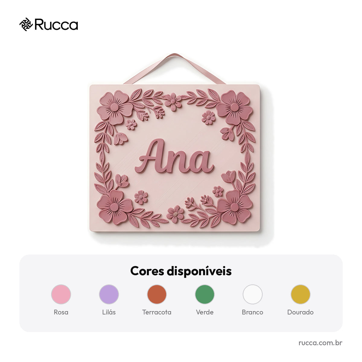 Porta-maternidade Jardim Floral com nome — Rucca 3D