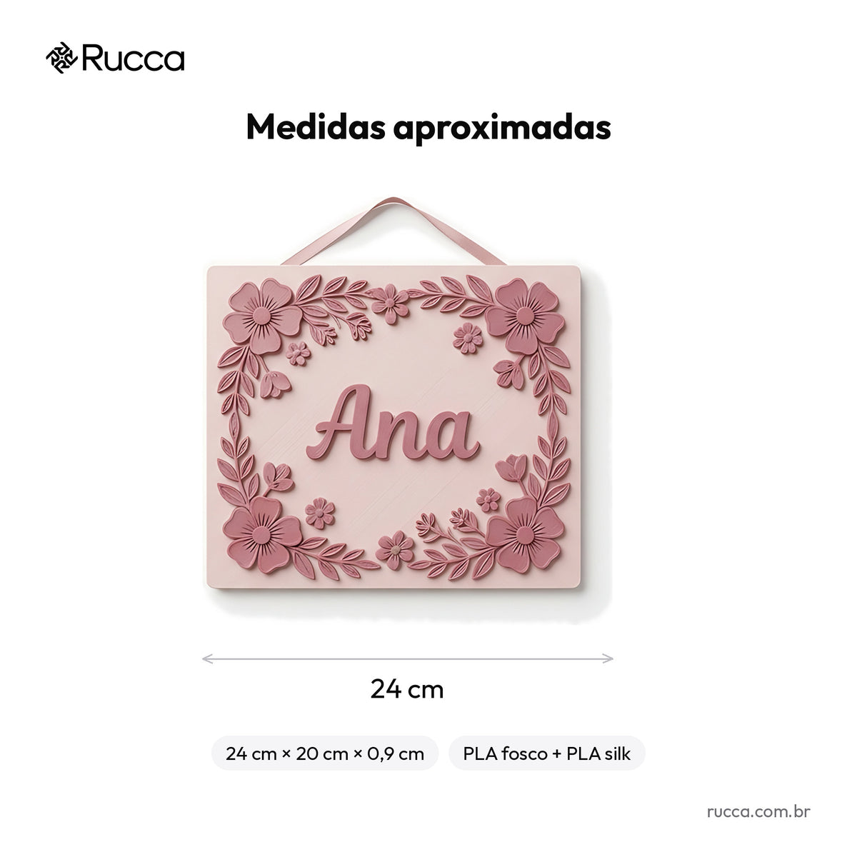 Porta-maternidade Jardim Floral com nome — Rucca 3D