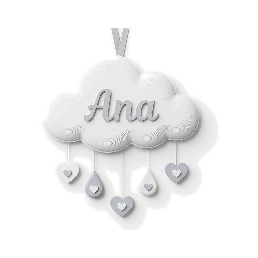 Porta-maternidade Nuvem Chuva de Amor com nome — Rucca 3D