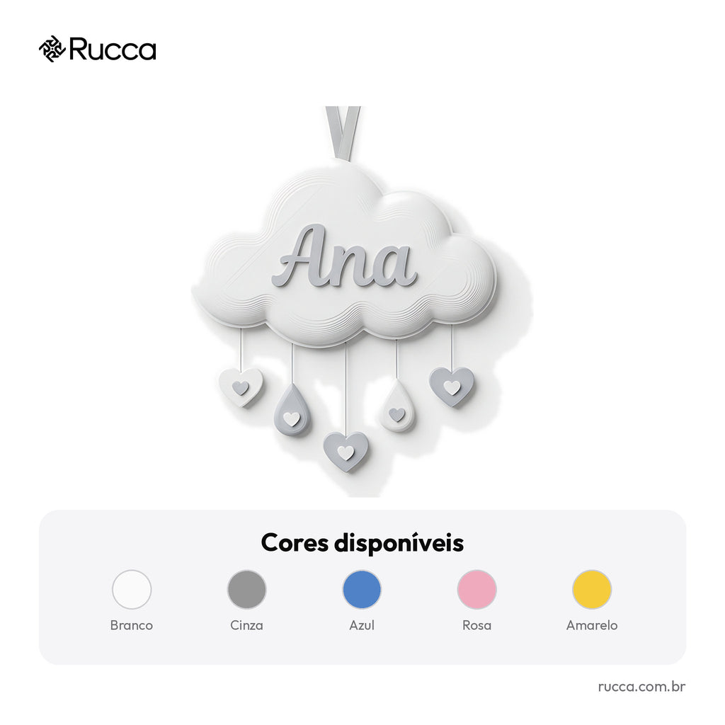 Porta-maternidade Nuvem Chuva de Amor com nome — Rucca 3D