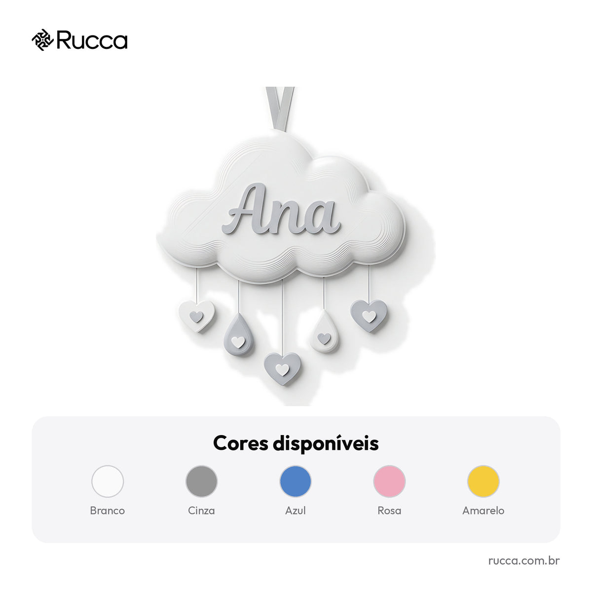 Porta-maternidade Nuvem Chuva de Amor com nome — Rucca 3D