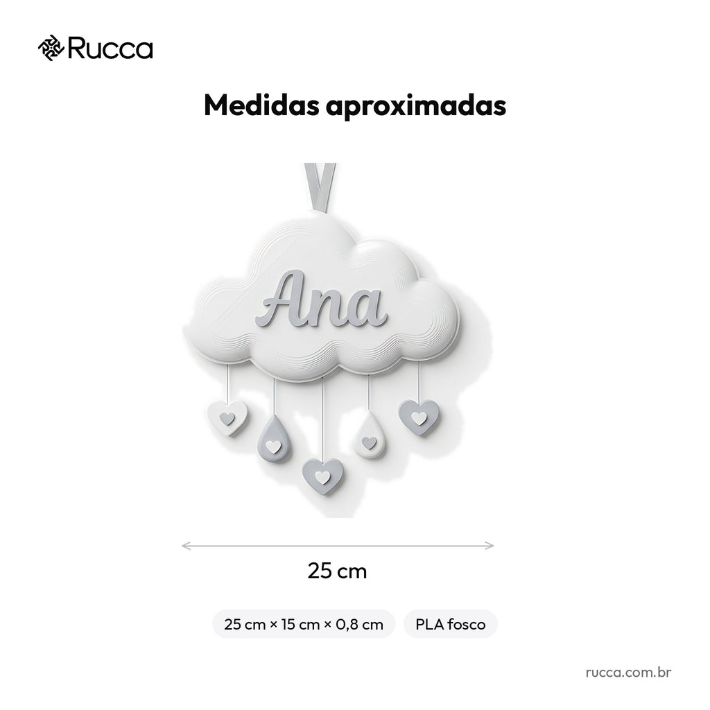 Porta-maternidade Nuvem Chuva de Amor com nome — Rucca 3D
